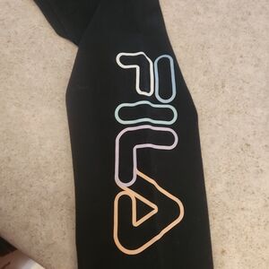 Fila Womens Black Leggings with Colorful Logo
